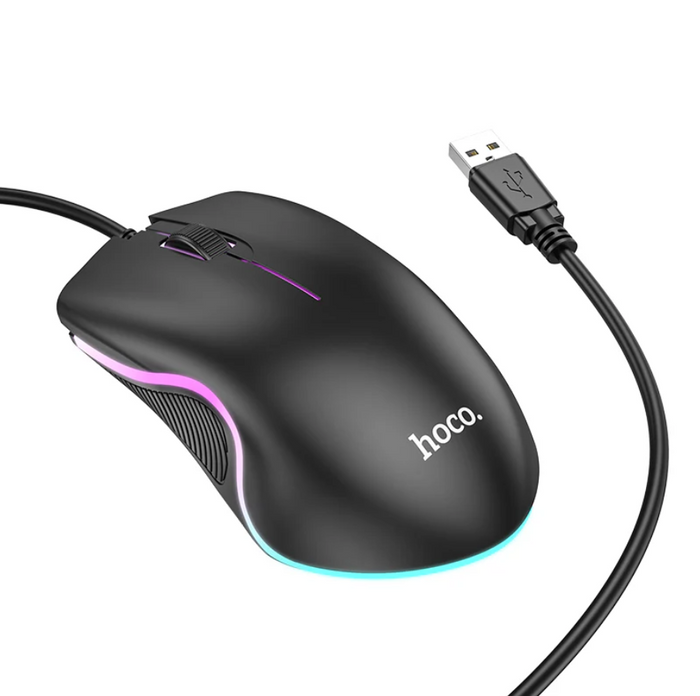 Techplus Hoco Wired Gaming Mouse GM19 with RGB lighting, ergonomic design, and multiple programmable buttons for gaming comfort