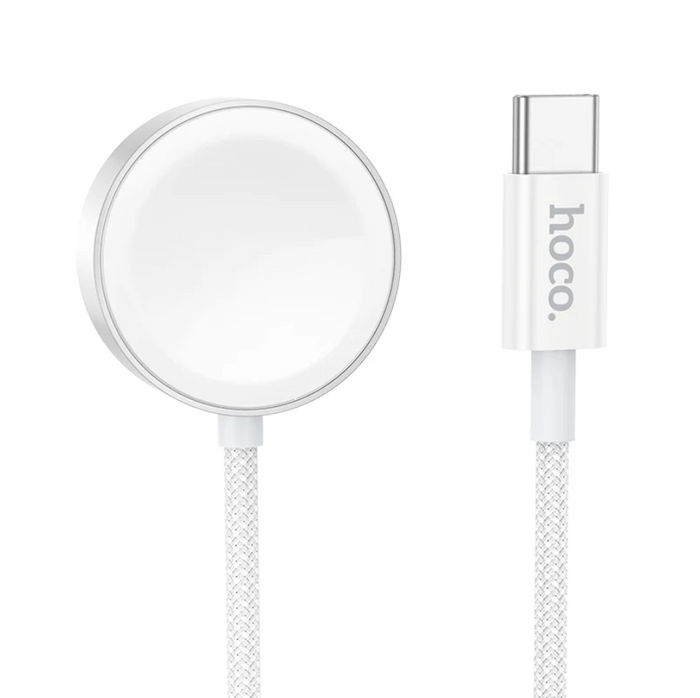 Techplus Hoco wireless charger for Apple and Samsung watches displaying charging station with a watch on the charging pad.