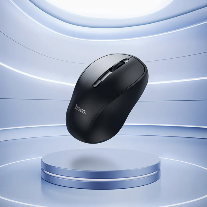 Techplus Hoco wireless mouse with dual mode, up to 1600 DPI, featuring ergonomic design and a sleek black finish.