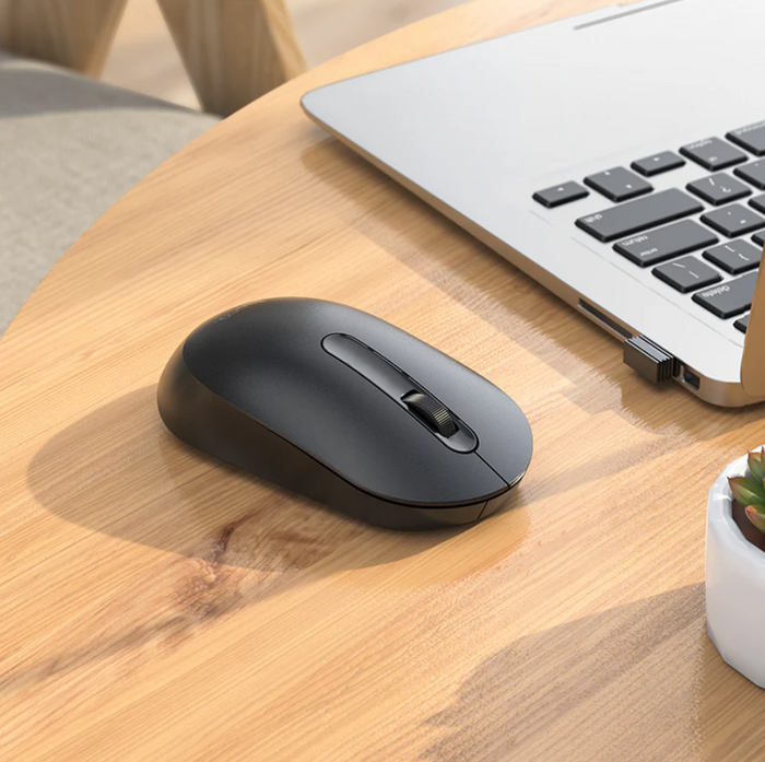 Techplus Hoco wireless mouse GM14 with nano receiver, black ergonomic design, and scroll wheel for smooth navigation.