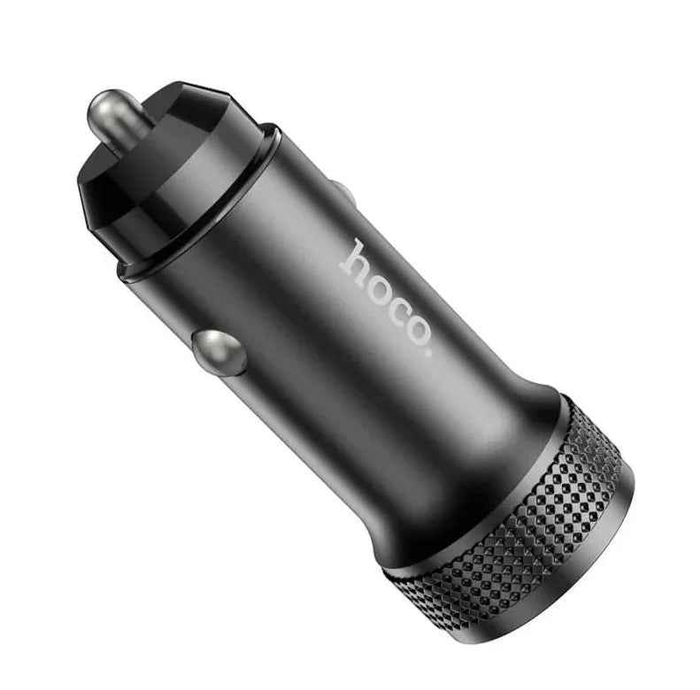 Techplus Hoco Z49B dual-port car charger with 38W power, USB-C PD and USB-A QC fast charging in a close-up view