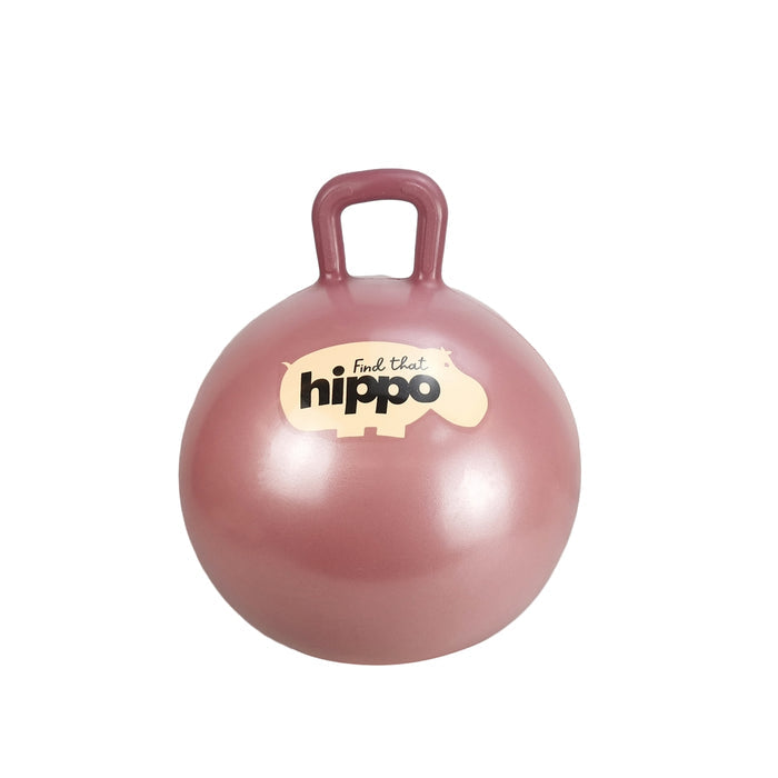 Round Turkish rose hopper ball with a top handle and a hippo brand logo on the front.