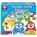 Blue box showing colorful red, yellow, blue, and green penguins and a grey seal. Features Orchard Toys logo and age 3+.