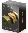 Black Huzzle box featuring an antiqued brass metal nut and bolt puzzle with six purple difficulty stars.