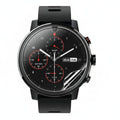 Hydrogel screen protector for Amazfit Stratos+ smartwatch, pack of 6, showing clear, flexible film applied to watch screen.