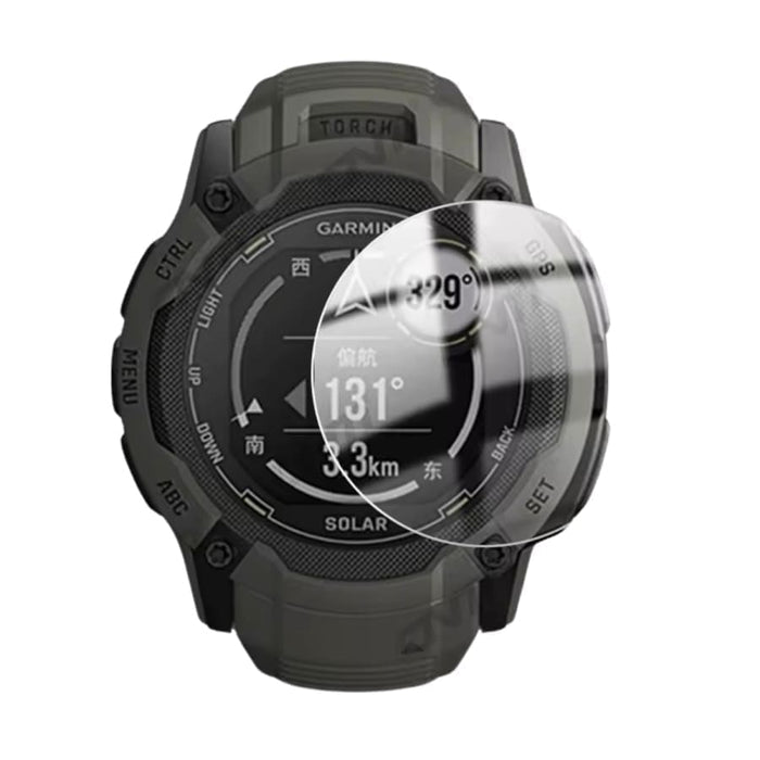 Hydrogel screen protector for Garmin Instinct 2X Solar series watch, black, pack of six, showing the protector on the watch screen.