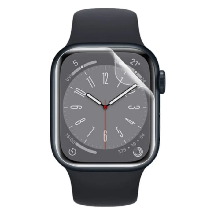 Set of six gray hydrogel screen protectors for Apple Watch Series 9 41mm, designed to safeguard the watch display.