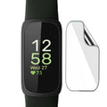 Set of four black hydrogel screen protectors for Fitbit Inspire 3, designed to protect the watch display from scratches and smudges.