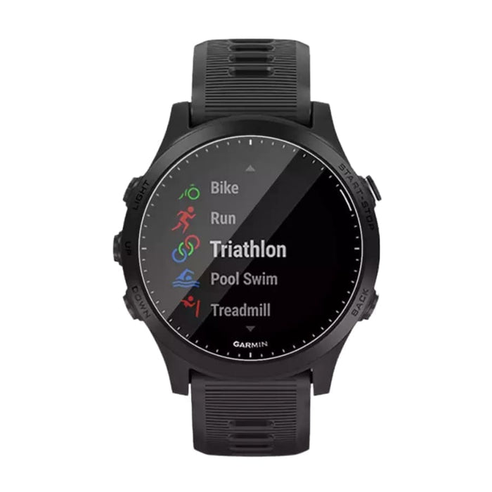 Six black hydrogel screen protectors for Garmin Forerunner 45S watch, designed to protect the watch screen from scratches and damage.