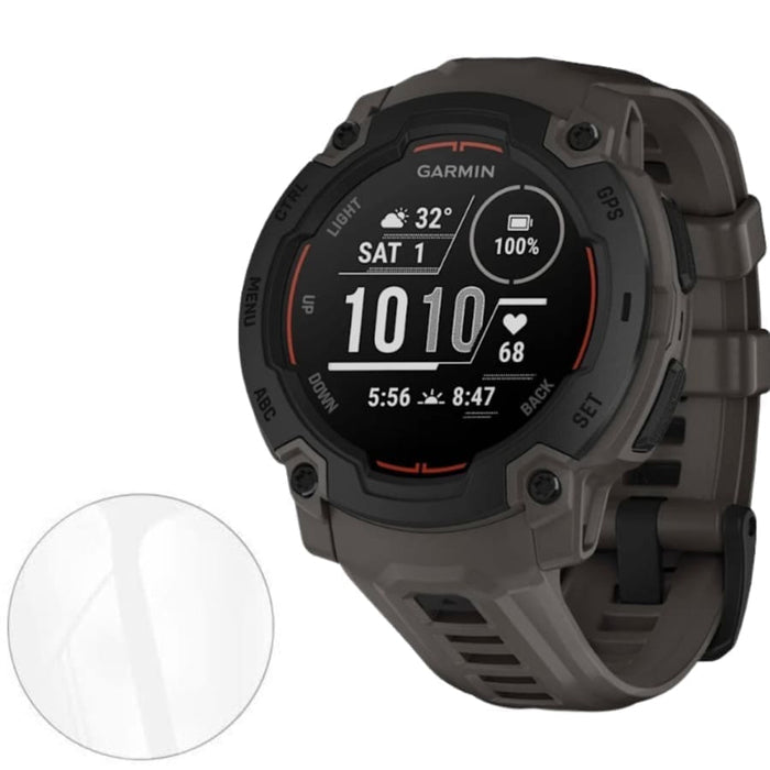 Set of six gray hydrogel screen protectors for Garmin Instinct E 40mm watch, designed to protect the watch face from scratches.