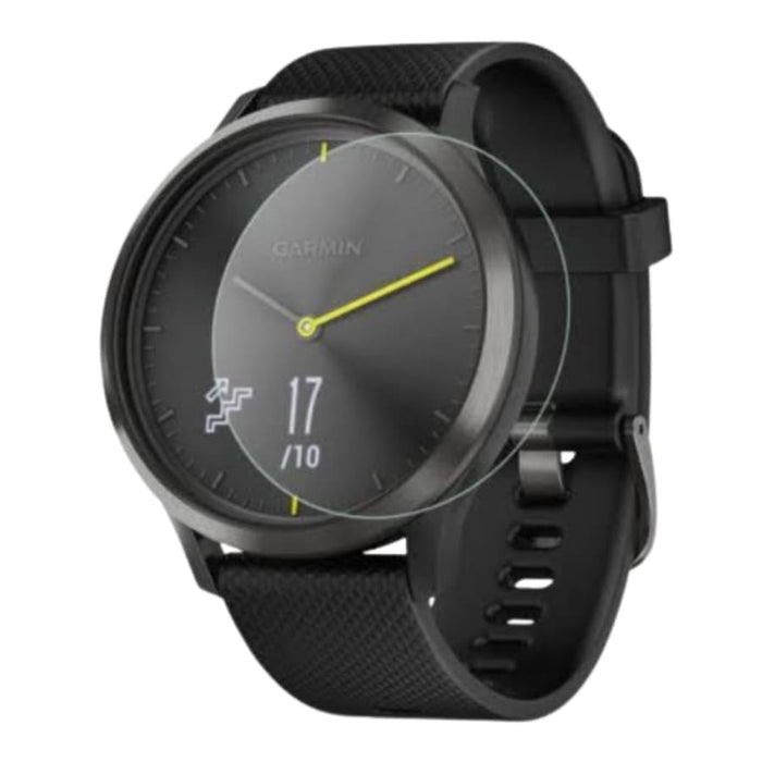 Set of four hydrogel screen protectors for Garmin Vivomove HR smartwatch, designed to protect the watch face from scratches.