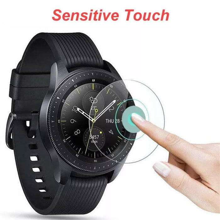 Black hydrogel screen protectors for Samsung Galaxy Watch 46mm, pack of 6, designed to protect the watch screen from scratches.