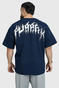 Fuaark Nz Ignite oversized navy T-shirt for men, relaxed fit, soft cotton fabric, front graphic design, casual style.