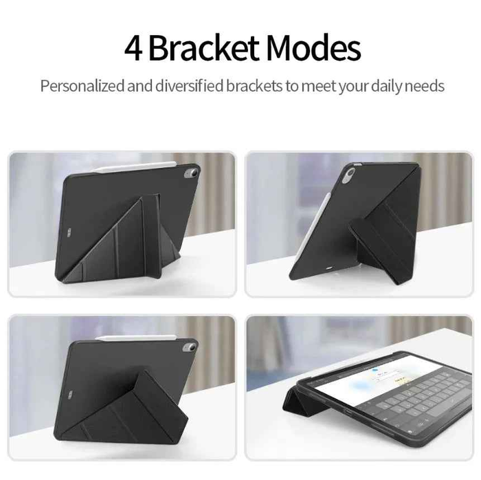 Techplus iPad 10.2 case for 7th-9th gen, ultra-slim trifold smart cover with protective design and precise cutouts.