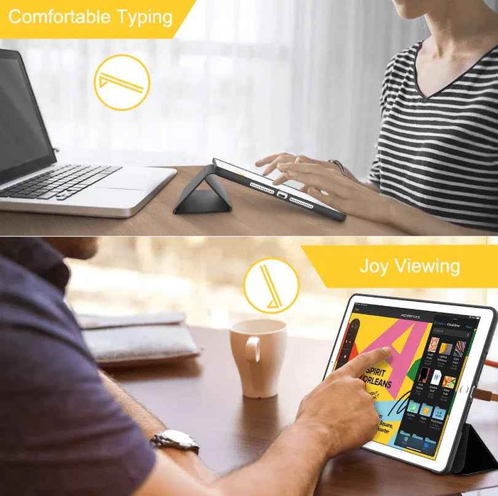 TechPlus iPad 5th/6th Gen 9.7-inch ultra-slim smart case with trifold stand and protective cover, shown on a white background.