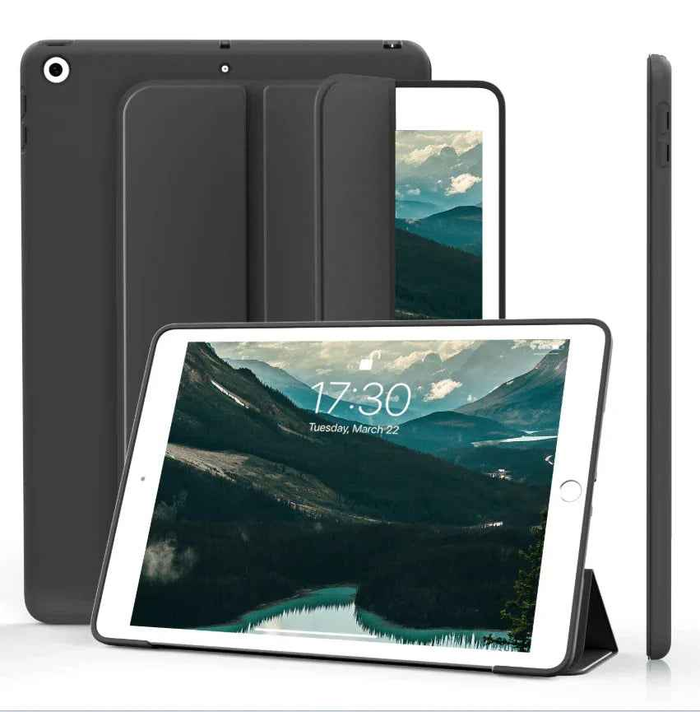 Techplus iPad 6th Gen 9.7" ultra slim smart case with trifold design and protective cover, shown on a white background.