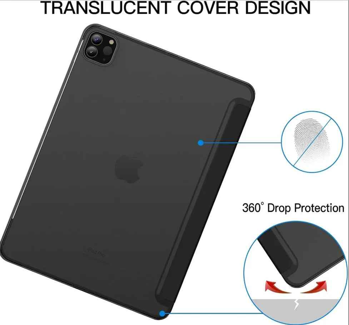 Black TechPlus iPad Pro 11 2nd Gen 2020 Smart Case protecting the tablet with a sleek, fitted design.