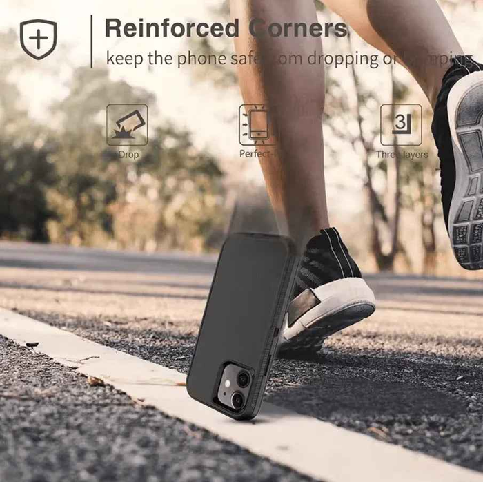 Techplus iPhone 11 triple layer armor hard case showing durable design and layered protection for mobile phones.