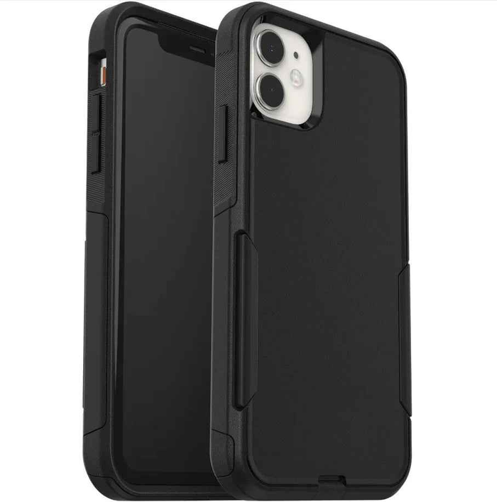 Techplus iPhone 12 dual layer armor hard phone case showing rugged design and precise cutouts for buttons and camera.