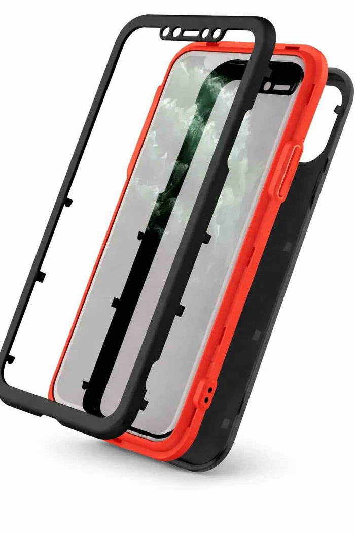Techplus iPhone 12 Pro 360-degree case with 3-piece full body protection cover showing reinforced edges and precise cutouts.