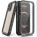Techplus iPhone 12 Pro waterproof case in red with full protective cover, designed to keep the phone safe from water and damage.