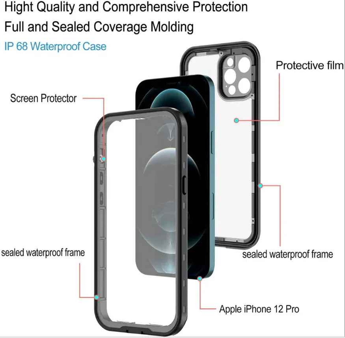 Techplus iPhone 13 Pro waterproof case in red pepper color, full protective cover with rugged design and secure fit.