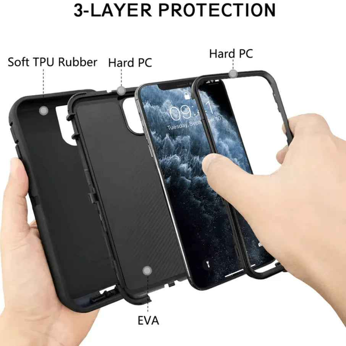 Techplus iPhone 14 heavy-duty shockproof mobile phone case showing durable, rugged design for maximum protection.