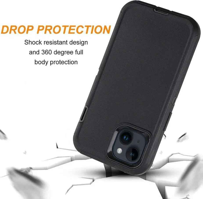 Techplus iPhone 14 heavy-duty shockproof phone case showing rugged design and textured surface for enhanced protection.