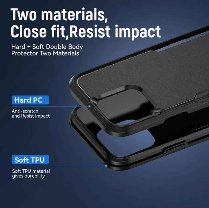 Techplus iPhone 14 Pro Max dual layer armor hard phone case showing reinforced edges and textured back for protection.