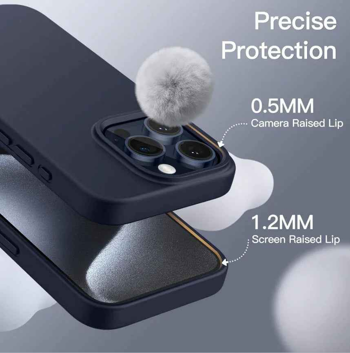 Techplus silicone case for iPhone 14 Pro in black, blue, and red with soft, protective cover and smooth finish.