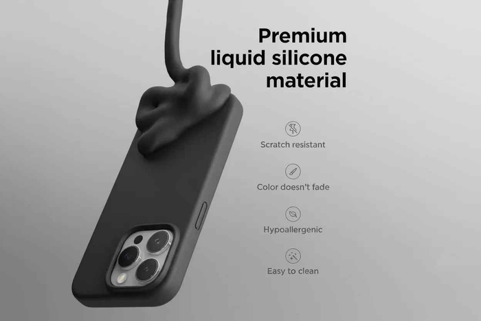 Techplus iPhone 15 Pro silicone case in black, blue, and red with a soft, protective cover for the device.