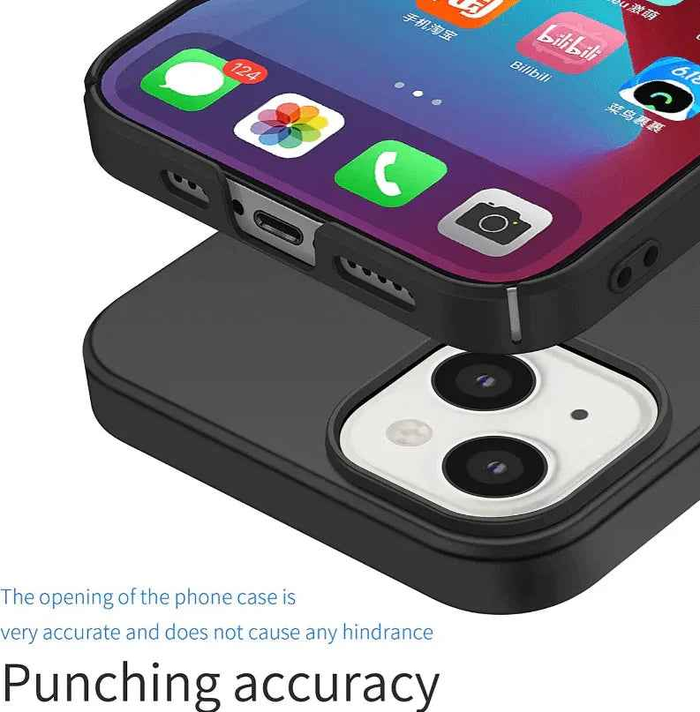 Black TechPlus iPhone 15 silicone case with soft, protective cover and precise cutouts for easy access and durability.