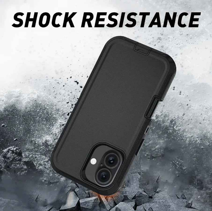 Techplus iPhone 16 Plus heavy-duty shockproof mobile phone case showing rugged exterior and precise cutouts for buttons and ports.