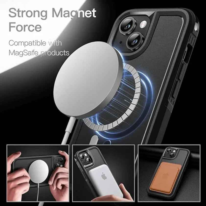 Techplus iPhone 16 Plus MagSafe case with rugged shockproof heavy-duty design, offering durable protection for the smartphone.