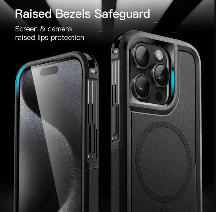 Techplus iPhone 16 Pro MagSafe case with rugged shockproof design and heavy-duty protection in black.