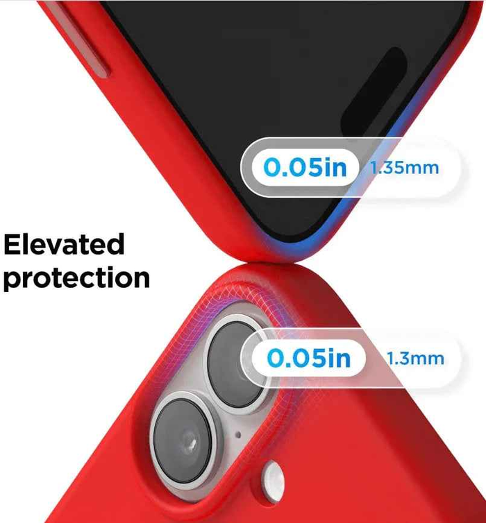Black TechPlus silicone case for iPhone 16, soft protective cover with a smooth finish and precise cutouts.