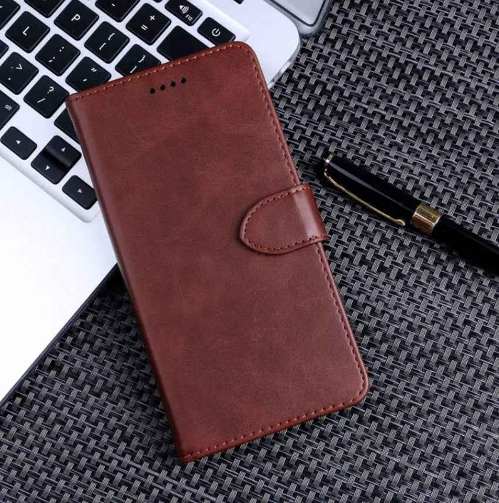 Black TechPlus iPhone 16 wallet case with slim leather flip cover and built-in card holder for secure iPhone protection.