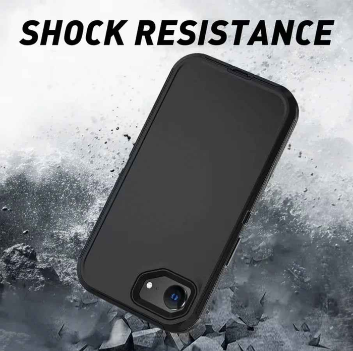 TechPlus iPhone 16e triple-layer armor hard case showing durable protective design and textured surface for secure grip.