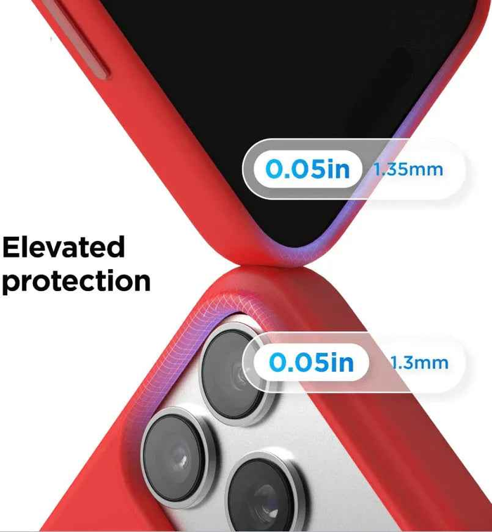 Red silicone iPhone 17 Pro protective case by TechPlus, soft and flexible cover with precise cutouts for buttons and ports.