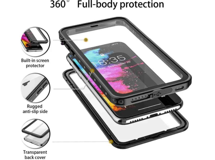 Techplus iPhone XR waterproof case in red pepper color with full protective cover for mobile phones, showcasing durability and design.