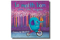 Cover of children's book featuring a blue elephant on a red bicycle in a purple forest with pink blossoms.