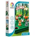 Jump IN puzzle game box displaying a green board with small plastic fox, rabbit, and mushroom figures.
