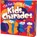 Bright red Kids Charades box with colorful child silhouettes acting against a background of vibrant circles.