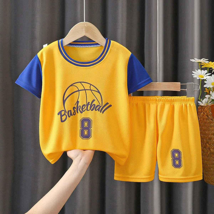 Baby Way NZ kids' sportswear matching set featuring black basketball and netball tops for toddlers and babies.