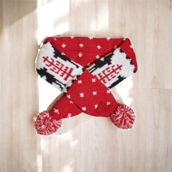 Knitted dog scarf by DogTreatNZ featuring cozy, colorful knit fabric, perfect for keeping dogs warm and stylish.