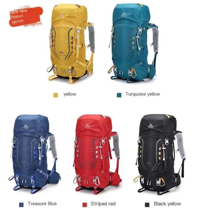 Black Mead's Supply & Equipment Outfitters large capacity hiking shoulder bag backpack with multiple compartments and adjustable straps.