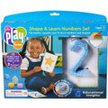 Blue packaging showing a girl with shape cards, a large blue foam number 2, and colorful squishy foam bricks.