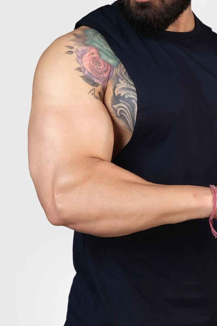 Navy Fuaark NZ Legacy DeepArm tank top, stylish and comfortable sleeveless shirt for casual wear and everyday occasions.