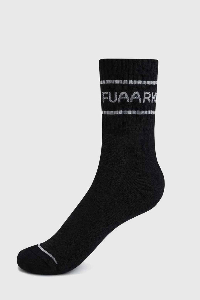 Black and white Legacy Quarter Socks by Fuaark NZ, showing the stylish sock design and comfortable fit.