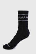 Black and white Legacy Quarter Socks by Fuaark NZ, showing the stylish sock design and comfortable fit.